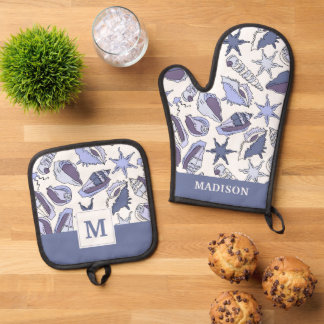 Lavendel Seashells Ofenhandschuh & Topflappen-Set