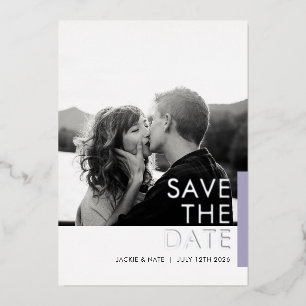 Lavendel Shimmer Save the Date Folie Folieneinladung