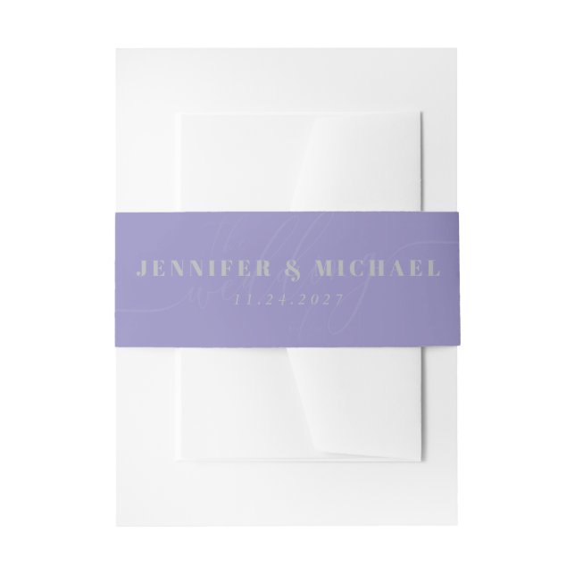 Lavendel Silber Basic Hochzeit von Monogramm Einladungsbanderole (Vorderseite Beispiel)