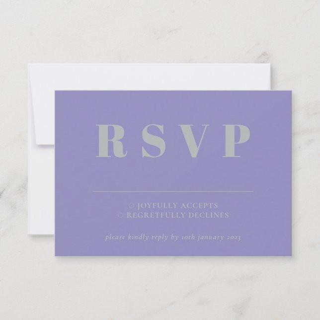 Lavendel Silber RSVP Hochzeitsantwort Karte (Vorderseite)