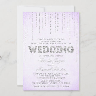 Lavendel & Silver Glitzer Hochzeitsempfang Einladung
