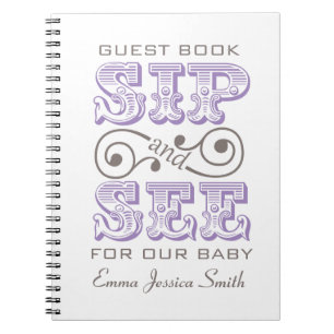 Lavendel Sip und Siehe Celebration Register Book Notizblock