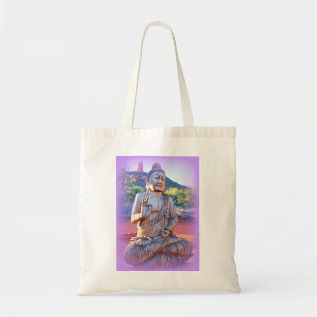Lavendel sitzender Buddha Tragetasche (Vorne)
