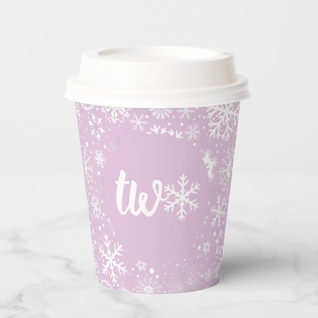 Lavendel Snowflake ZWEI Paper Cup Pappbecher (Vorderseite)