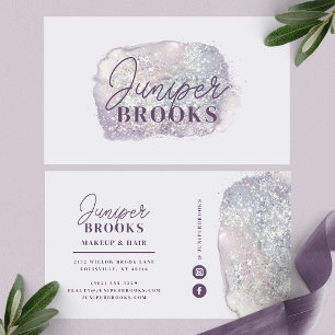 Lavendel-Social-Media-Glitter-Watercolor Visitenkarte