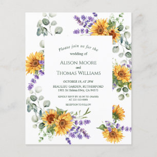 Lavendel-Sonnenblumen-Hochzeitseinladung zum klein Flyer