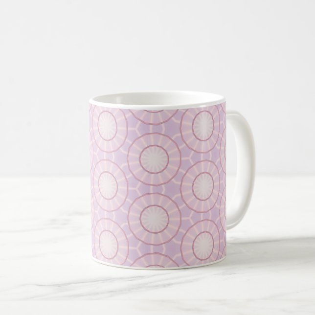 Lavendel-Sonnenstrahl-Geometrie Kaffeetasse (VorderseiteRechts)