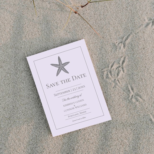 Lavendel-Starfish-Monogramm-Foto Save The Date (Lavender Starfish Monogram Photo Save the Date)