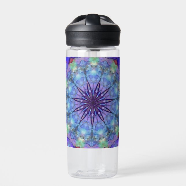 Lavendel Sternexplosion Mandala Wasserflasche Trinkflasche (Vorderseite)