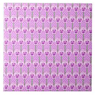 Lavendel-Stiefmütterchen - Retro-Tapete Fliese