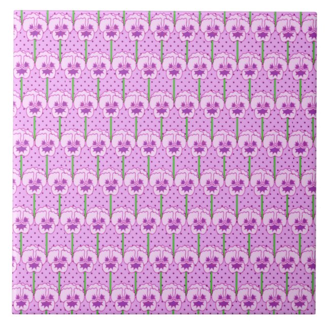 Lavendel-Stiefmütterchen - Retro-Tapete Fliese (Vorderseite)