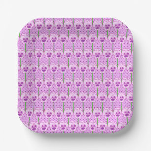 Lavendel-Stiefmütterchen - Retro-Tapete Pappteller