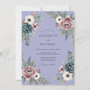 Lavendel-Stimmungs-Hochzeit im Vintage-Stil Einladung