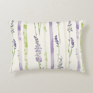 Lavendel Streifen Blumen   Dekokissen