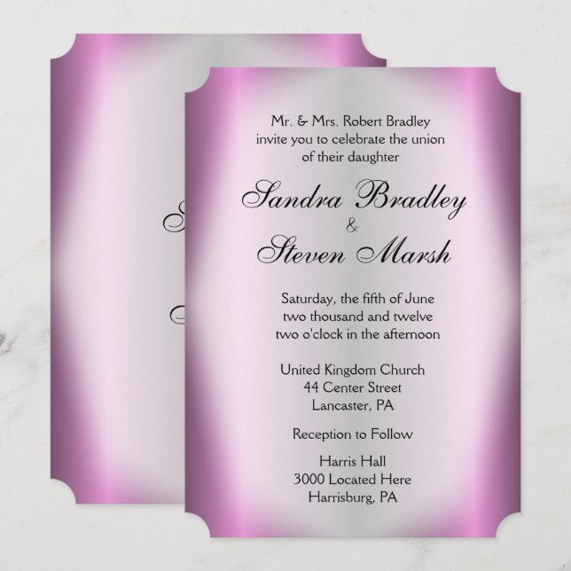 Lavendel Stripe Wedding Einladung 5"x 7" (Vorne/Hinten)