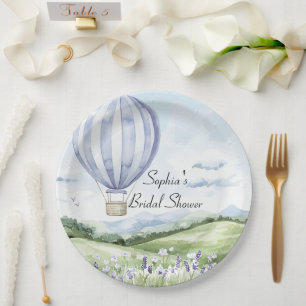 Lavendel Stripes Balloon Brautparty Pappteller
