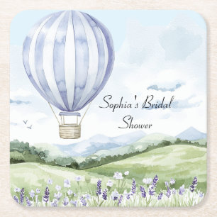 Lavendel Stripes Balloon Brautparty Rechteckiger Pappuntersetzer
