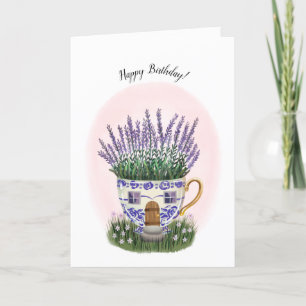 Lavendel Teacup Hütte Geburtstagskarte Karte