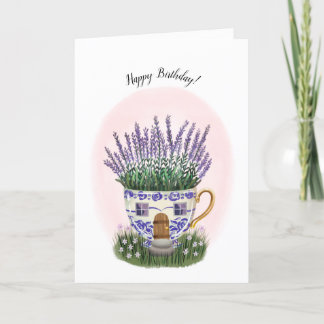 Lavendel Teacup Hütte Geburtstagskarte Karte