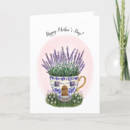 Lavendel Teacup Hütte Muttertagkarte Karte