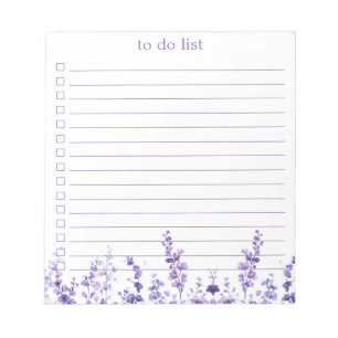 Lavendel To-Do-Liste Boho Chic Minimalist Floral Notizblock