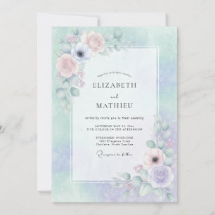 Lavendel-Träumende-Bloom-Hochzeit Einladung