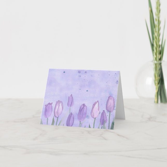 Lavendel-Tulpenwatercolor-Blumen-freier Raum Karte (Vorderseite)