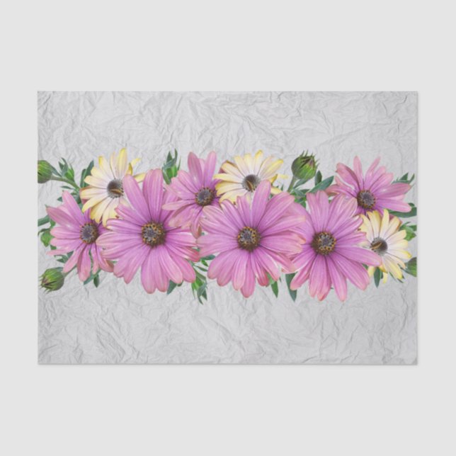 Lavendel u. gelbe Gänseblümchen Seidenpapier (Vorderseite)