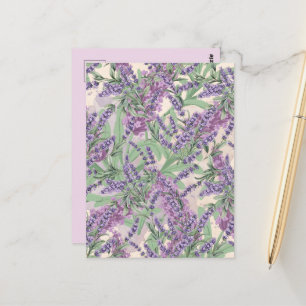Lavendel-Überfluss Dusty Lavender Rustikale Blüten Postkarte
