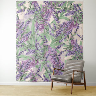 Lavendel-Überfluss Dusty Lavender Rustikale Blüten Wandteppich