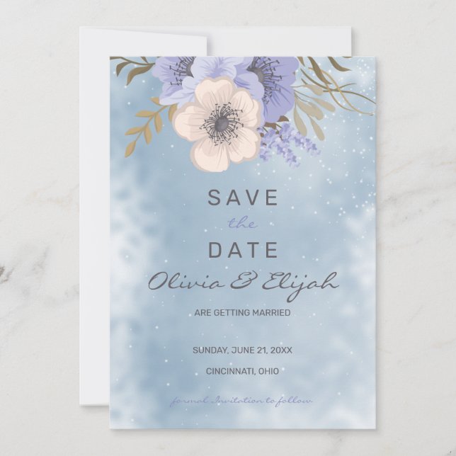 Lavendel- und Beige-Blume Save The Date (Vorderseite)