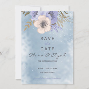 Lavendel- und Beige-Blumen Save The Date