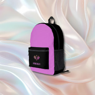 Lavendel und Black Modern Monogram Pickleball Bedruckter Rucksack