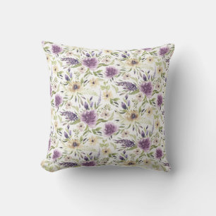 Lavendel- und blassgelbe Blume Kissen