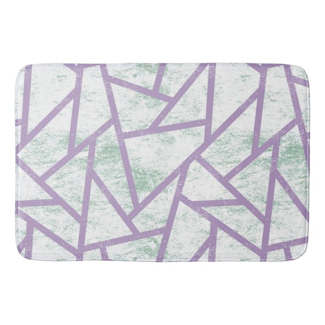 Lavendel und blassgrünes Mosaikmuster Badematte (Vorderseite)