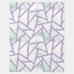Lavendel und blassgrünes Mosaikmuster Fleecedecke