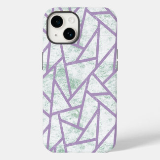 Lavendel und blassgrünes Mosaikmuster iPhone 14 Hülle