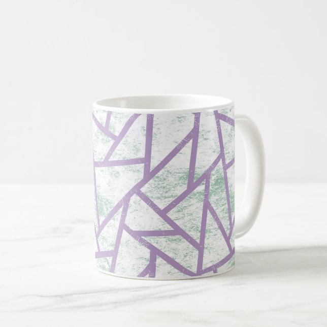 Lavendel und blassgrünes Mosaikmuster Kaffeetasse (VorderseiteRechts)