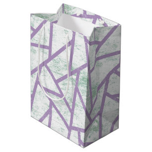 Lavendel und blassgrünes Mosaikmuster Mittlere Geschenktüte