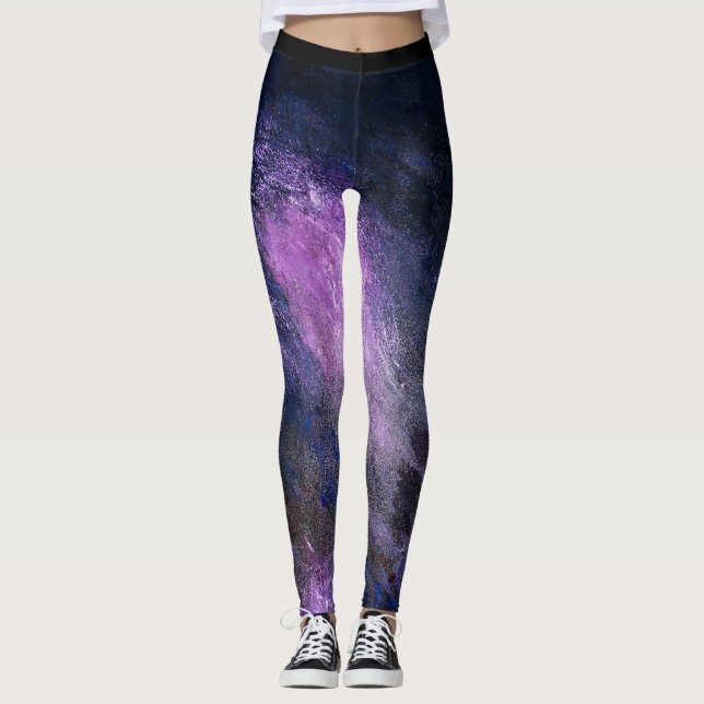 Lavendel und blaue abstrakte Leggings (Vorderseite)