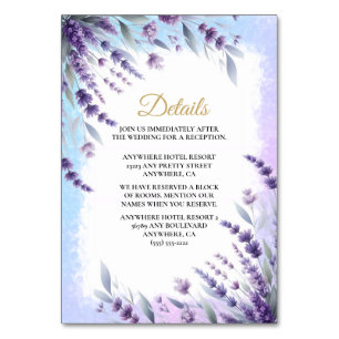 Lavendel und Blaue Elegante Blumendetails Tischnummer