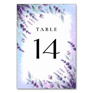 Lavendel und blaue elegante Wasserfarbe Tischnummer