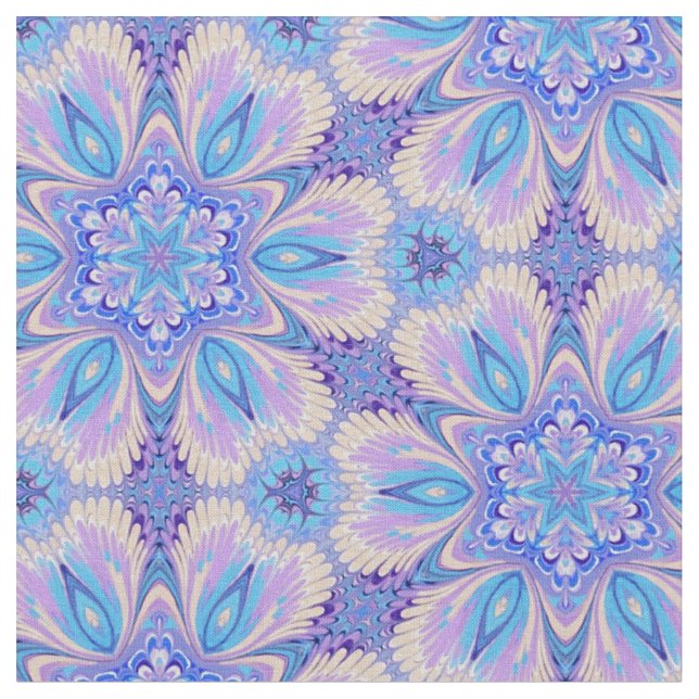 Lavendel und blaues Kaleidoskop-Gewebe Stoff (Nahaufnahme)