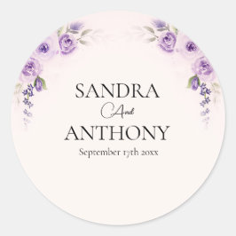 Lavendel und Blush Rose Hochzeit Runder Aufkleber