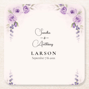 Lavendel und Blush Wedding Square Paper Untersetze Rechteckiger Pappuntersetzer