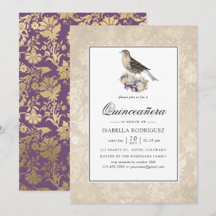 Lavendel und Elfenbein Vintage Quinceañera Einladung