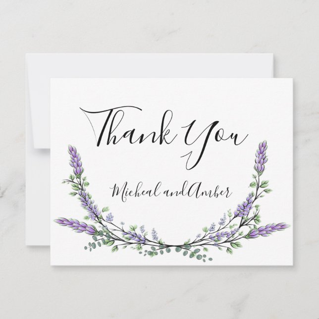 Lavendel und Eukalyptus Dankeskarte (Vorderseite)