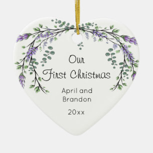 Lavendel und Eukalyptus   erstes Weihnachten  Kera Keramik Ornament