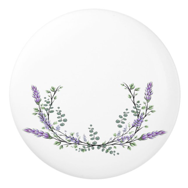 Lavendel und Eukalyptus Keramikknauf (Vorderseite)