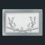 Lavendel und Eukalyptus Rechteckige Gürtelschnalle<br><div class="desc">Ein elegantes und Vintages Design mit Eukalyptus und Lavendel in romantischer Aquarellfarbe.</div>